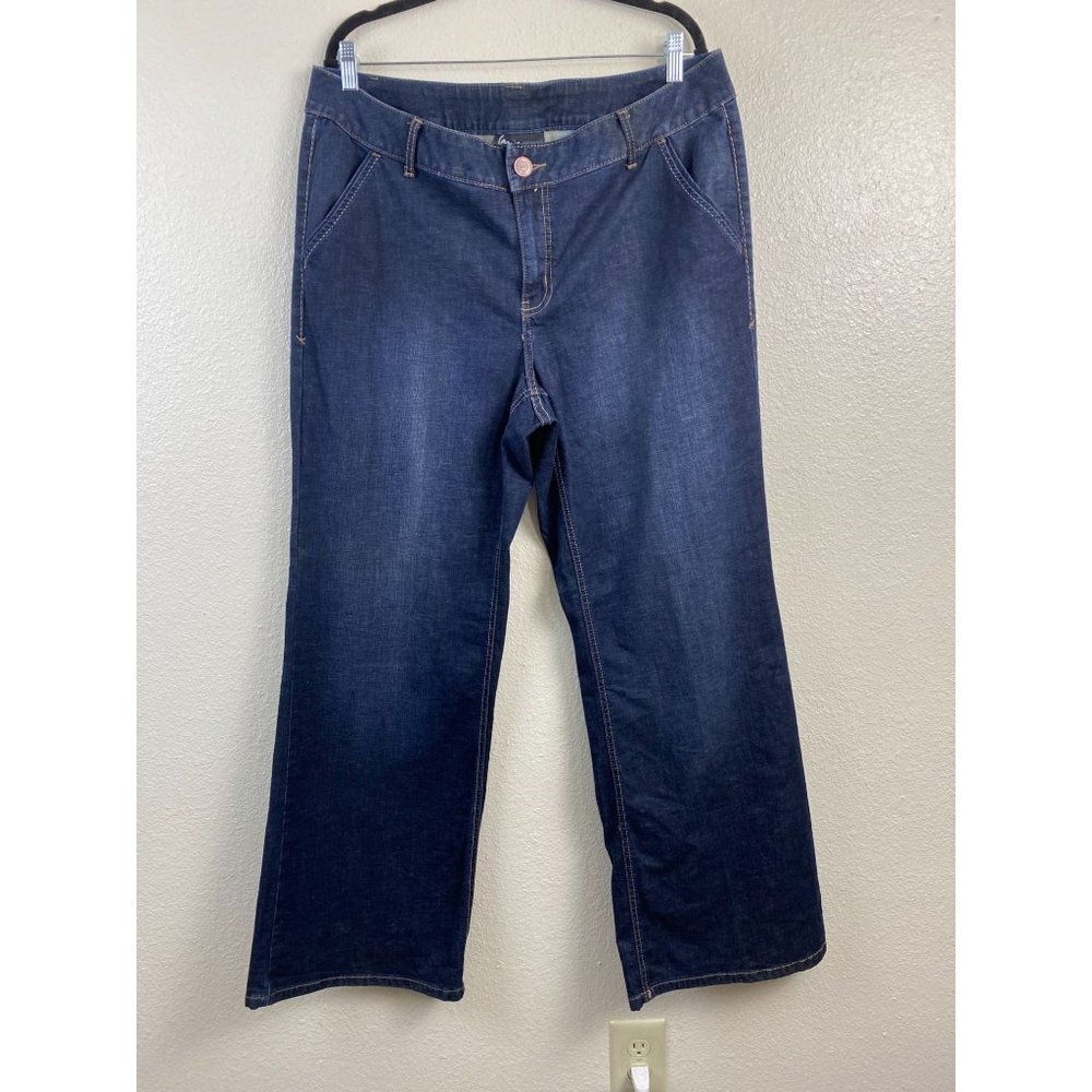 Lane Bryant Wide leg denim Jeans Womens Plus 18 Blue Cotton  Blend dark Wash‎